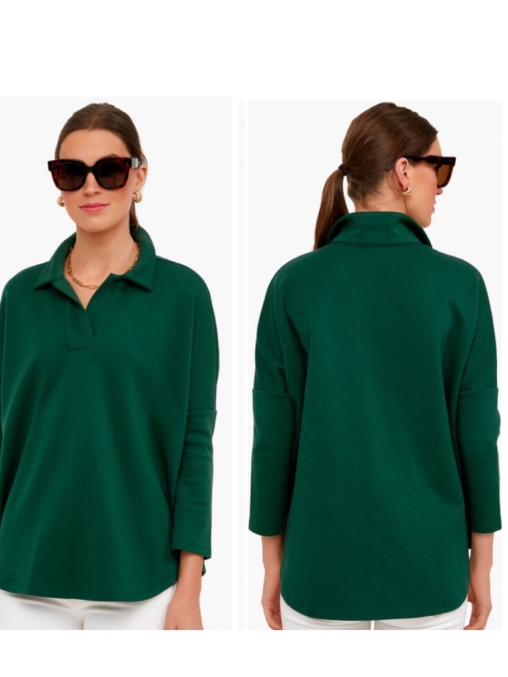 Tuckernuck Pomander Place Jaguar Green Easy Polo Swing Sweatshirt XS/S